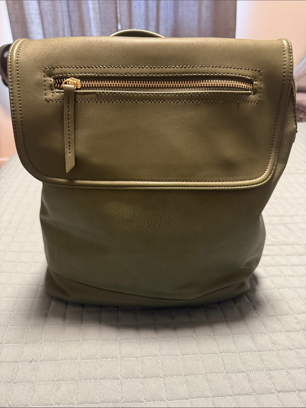 Urban Originals Olive Green Leather Backpack with Gold Hardware